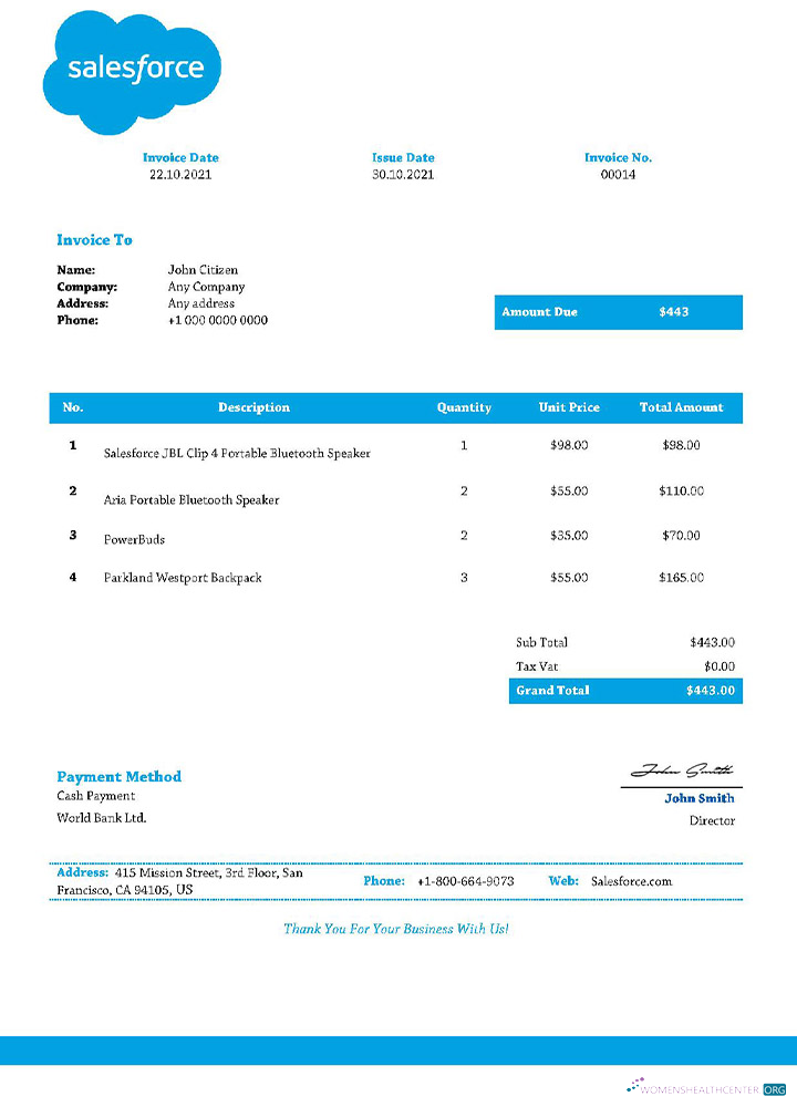 Download USA Salesforce invoice Photoshop template